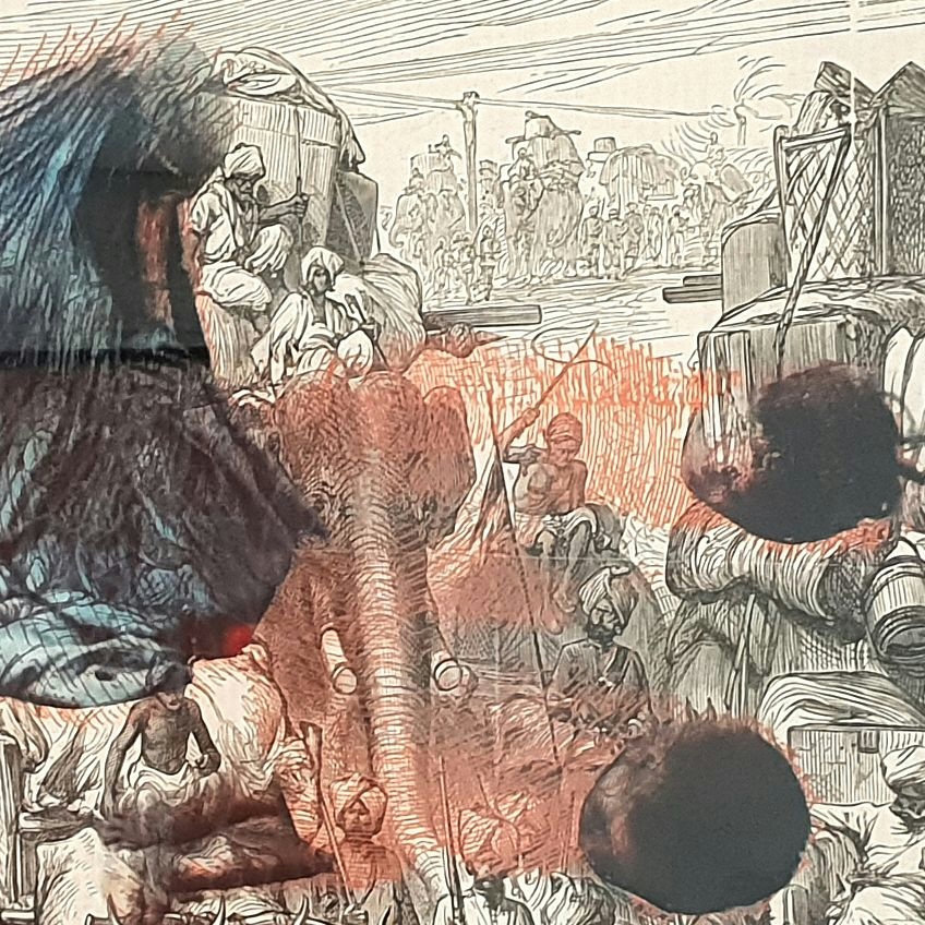 Jonty Hurwitz & Yifat Davidoff, Robotic Tears, Polargraph Using Ink On The Illustrated London News, Dec 7, 1878, 2018