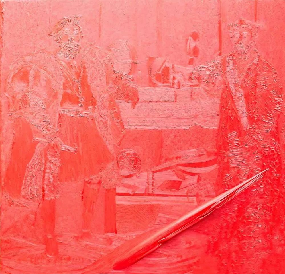 Jonty Hurwitz & Yifat Davidoff, Holbein In Other Dimensions, Oil On Aluminium And Resin, 2016