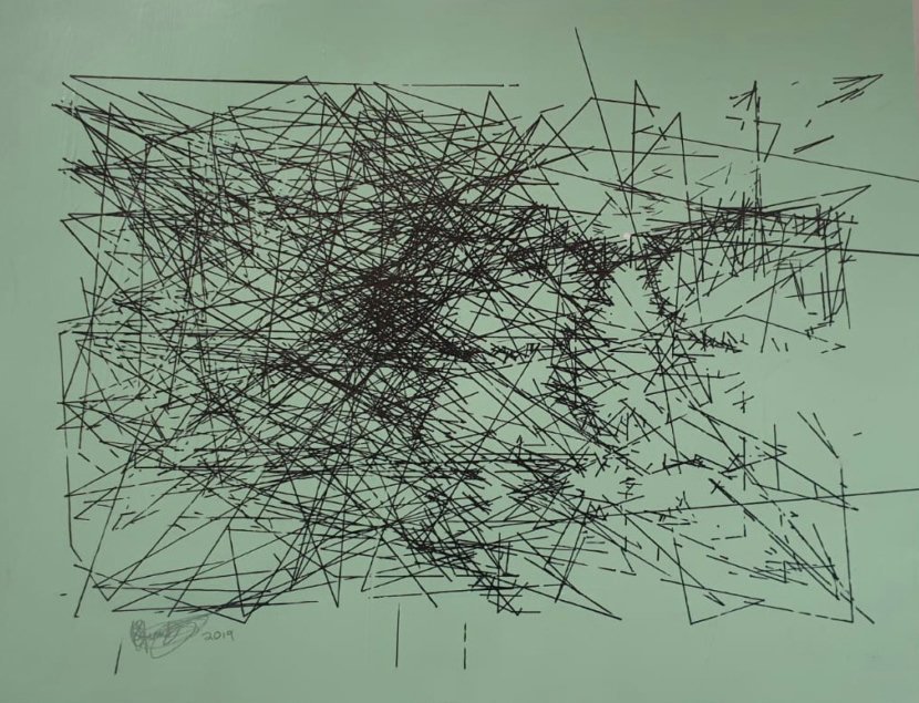 Jonty Hurwitz & Yifat Davidoff, Full and Funky Journey, Acrylic And Ink On 2x A3 Galeria Canvas Paper, 2019
