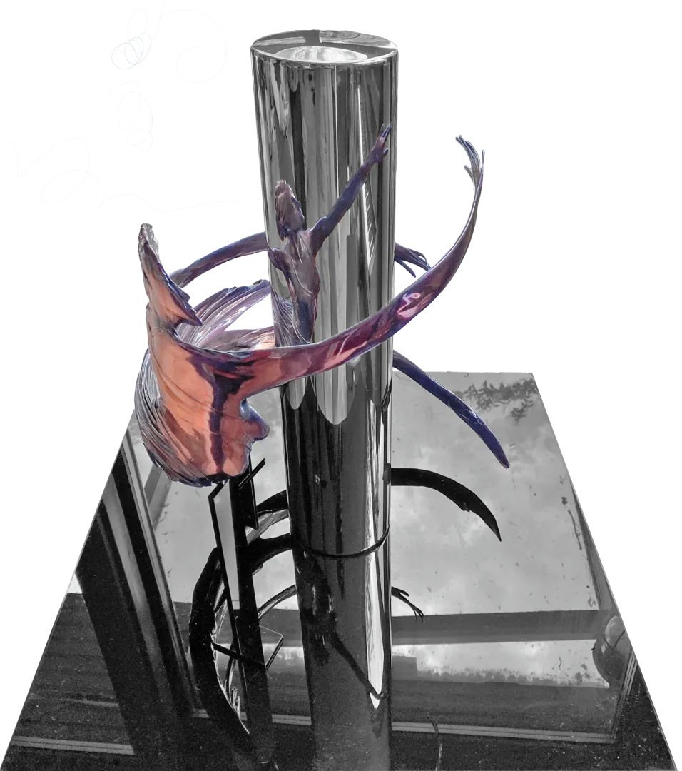 Jonty Hurwitz & Yifat Davidoff, Arabesque, Copper, Pure Sliver, Stainless Steel & Acrylic, 2021