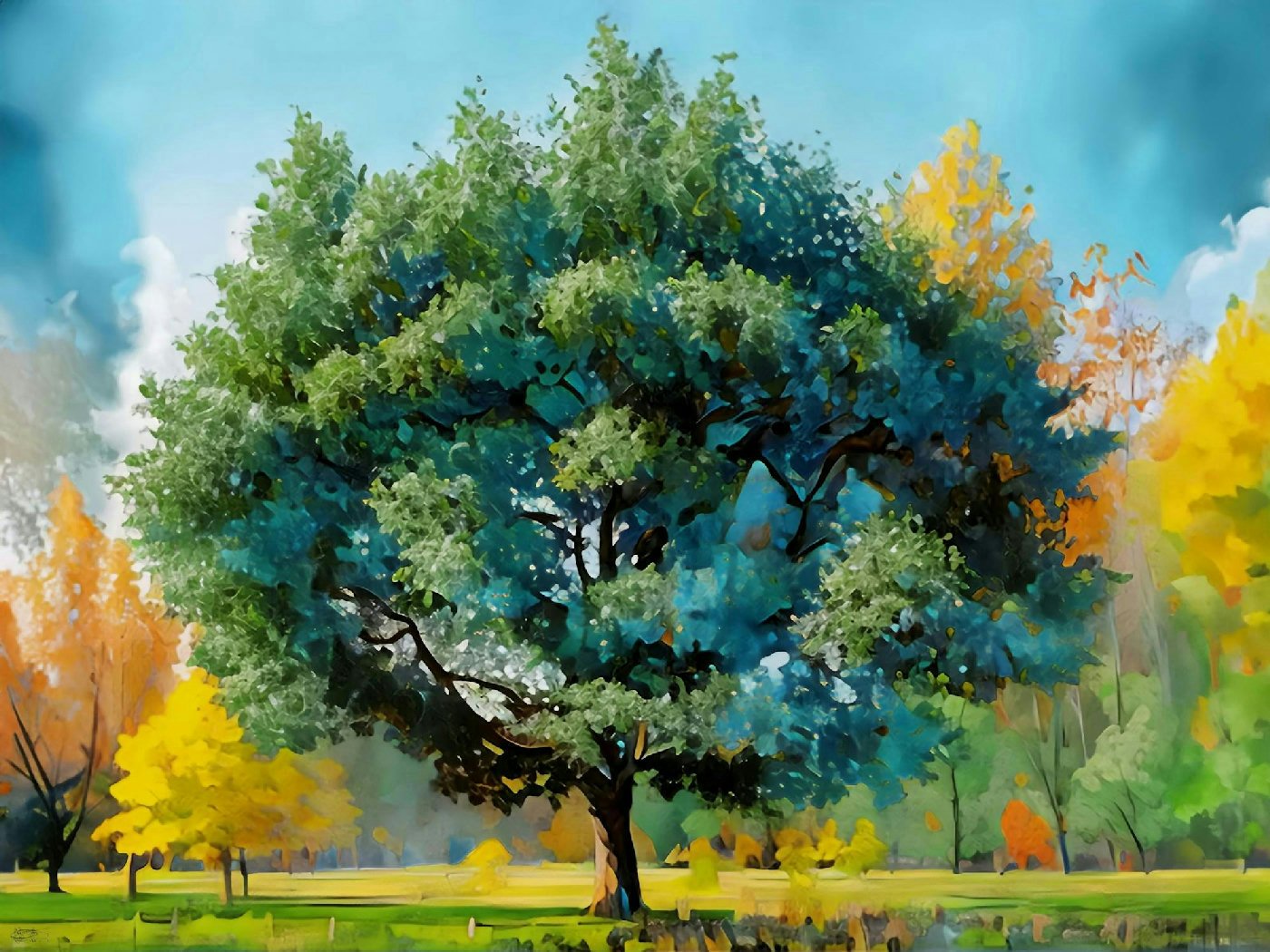 Jonty Hurwitz & Yifat Davidoff, The Watcher Tree, Oil On Canvas, 2025