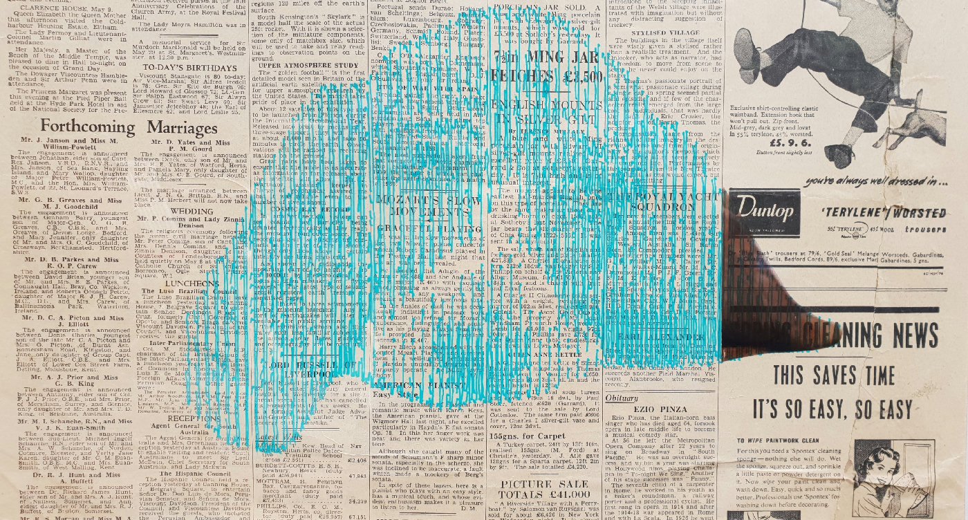 Jonty Hurwitz & Yifat Davidoff, Lovetarian, Polargraph Using Ink, The Daily Telegraph 10 May 1957, 2018